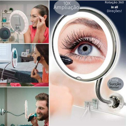 LED Illuminated 10x Zoom Vanity Mirror