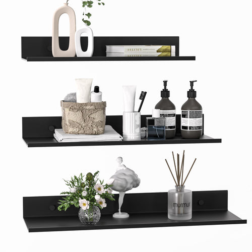 Wisfame 3-Piece Black Metal Floating Shelves Set